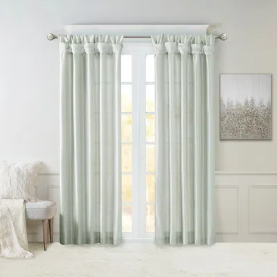 Breebe Twist Tab Lined Window Curtain Panel Dusty Aqua 50x95' In Green