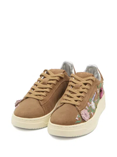 Autry Dallas Low Suede Embellished Sneakers In Brown