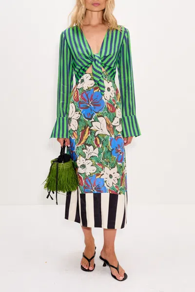 Simon Miller Zelene Maxi Dress In Tropical Floral Print Combo In Green
