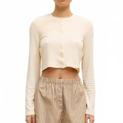 Leset Lauren Crop Cardigan In Vanilla In Neutral
