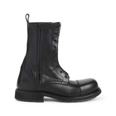 Balenciaga Rugged Leather Ankle Boots With Chunky Sole In Black