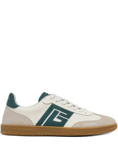 Balmain Swan Suede And Smooth Leather Trainers In Neutral
