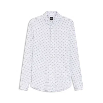 Hugo Boss Slim-fit Shirt In Italian-made Performance-stretch Fabric In White