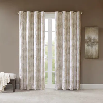 Breebe Printed Jacquard Grommet Top Total Blackout Curtain Panel(only 1 Pc Panel) In Neutral