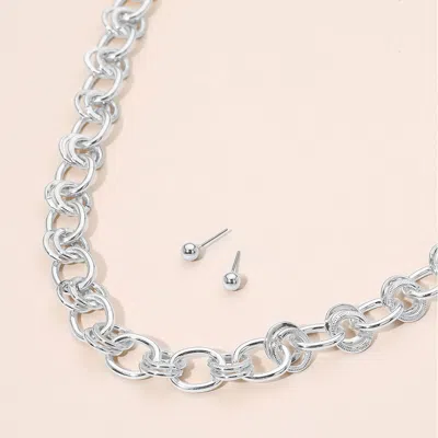 Fashnzfab Chunky Link Chain Necklace - Rhodium In Multi