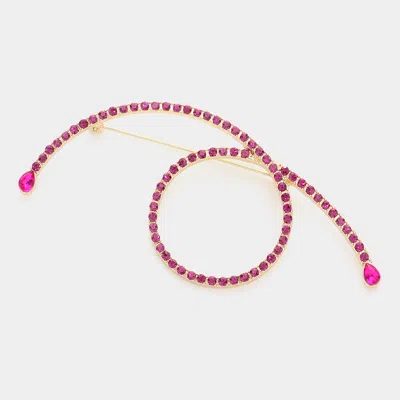 Fashnzfab Stone Embellished Pin Brooch In Pink