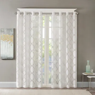 Breebe Fretwork Burnout Sheer Curtain Panel In Metallic