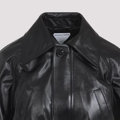 Bottega Veneta Short Lamb Leather Bomber Jacket In Black