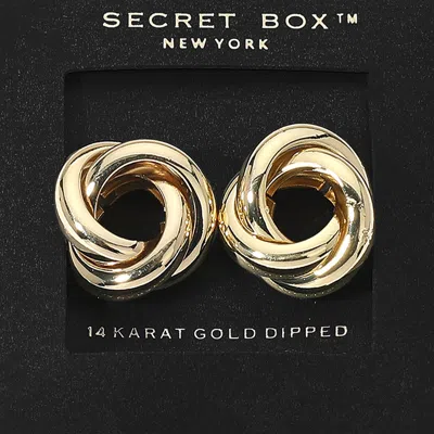Fashnzfab Secret Box_14k Gold Dipped Knot Stud Earrings In Gold