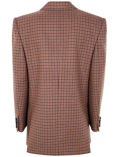 Chloé Double-breasted Houndstooth Wool Blazer In Multi