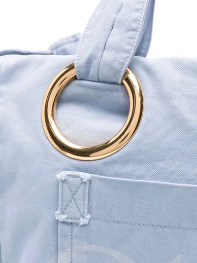 Chloé Powder Blue Canvas Shopping Bag In Blue