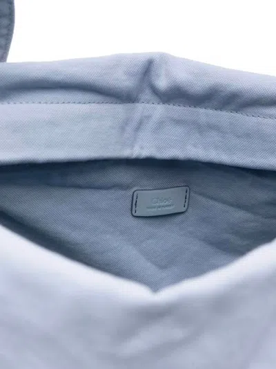 Chloé Powder Blue Canvas Shopping Bag In Blue