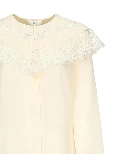 Chloé Cream Crepe Blouse In Neutral