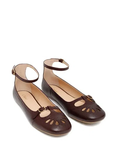 Chloé Flat Shoe With Burnished Look Made In Italy In Multi