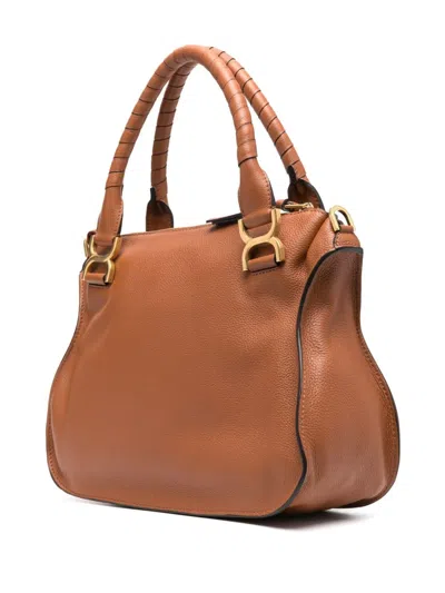 Chloé Chloe Medium Marcie Bag In Grained Leather In Brown