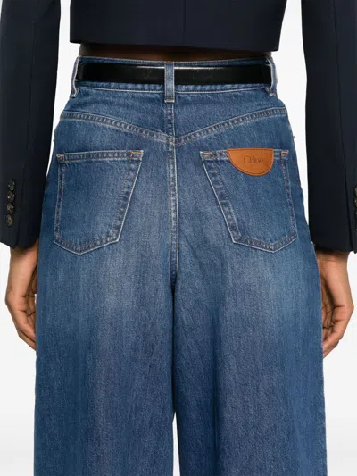 Chloé Wide-leg Denim Jeans With High Waist And Five-pocket Design In Blue