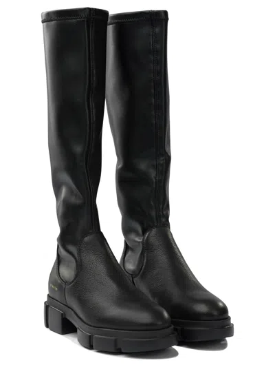 Copenhagen Black Vegan Leather Stretch Boots In Black
