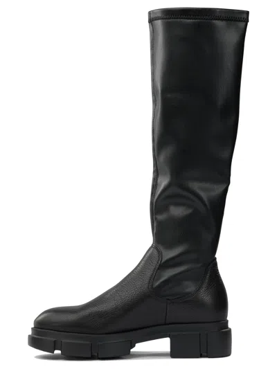 Copenhagen Black Vegan Leather Stretch Boots In Black