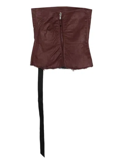 Drkshdw Stretch Denim Bustier Top In Brown