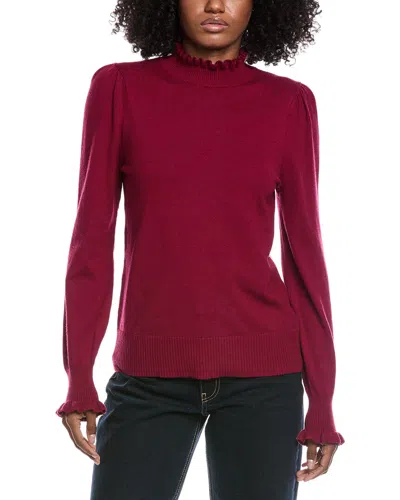 Cece Ruffle Mock Neck Sweater In Red