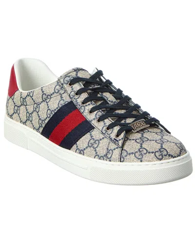 Gucci Men Ace Gg Supreme Fabric Sneakers In Gray