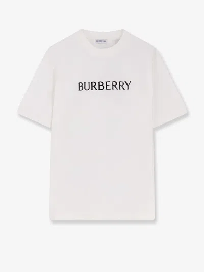 Burberry Cotton T Shirt Featuring Front Logo Print In White