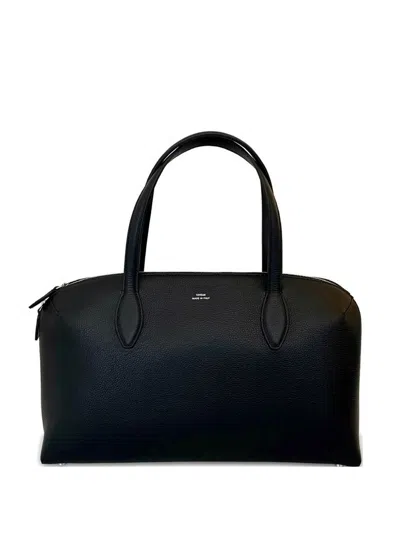 Totême Leather Handbag With Engraved Logo On The Front In Black