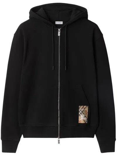 Burberry Classic Zip-up Black Sweatshirt With Pocket Design