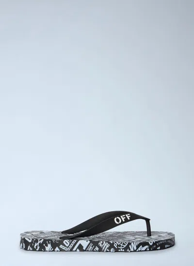 Off-white Logo-print Flip-flops In Black