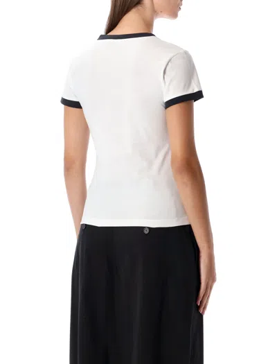 Ganni Cropped Kitty Logo Graphic Tee In White