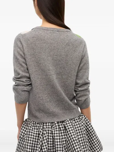 Ganni Argyle-pattern Logo-embroidered Cardigan In Multi