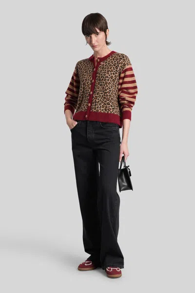 Mc2 Saint Barth Heidi Leopard Striped Cardigan In Multi