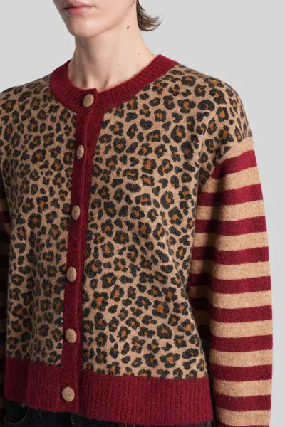 Mc2 Saint Barth Heidi Leopard Striped Cardigan In Multi