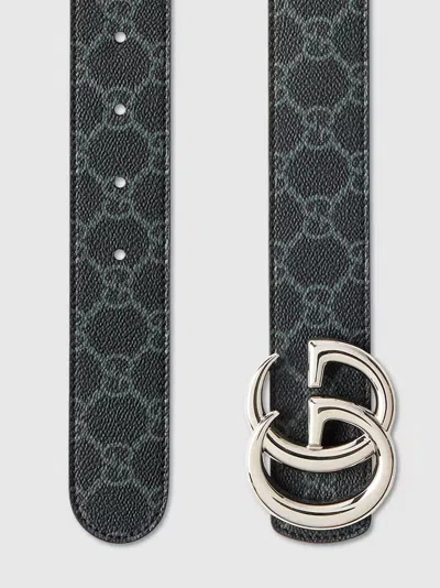 Gucci Reversible Gg Marmont Belt In Black