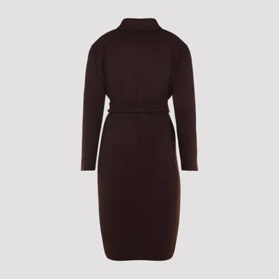 Gucci Brown Reversible Double-breasted Coat With Notched Revers And Belt In Wool Woman