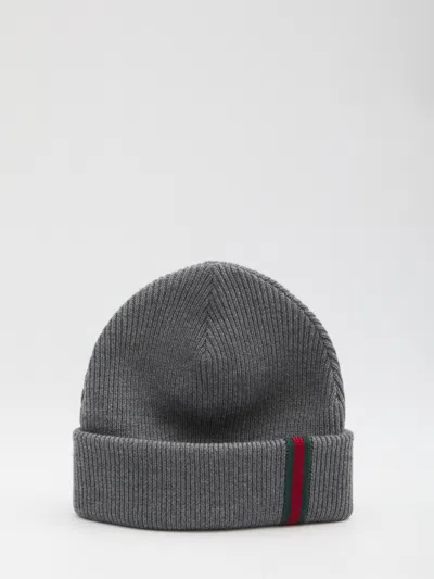 Gucci Wool Beanie With Web Detail