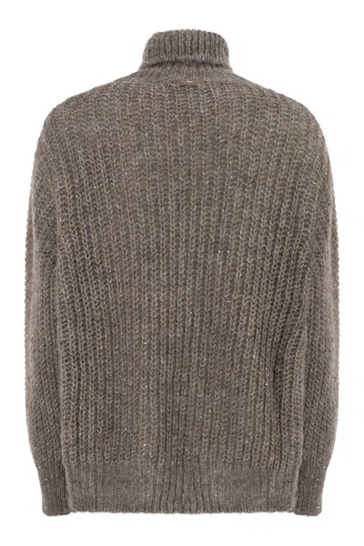 Herno Women Wool And Alpaca Turtleneck Jumper In Brown