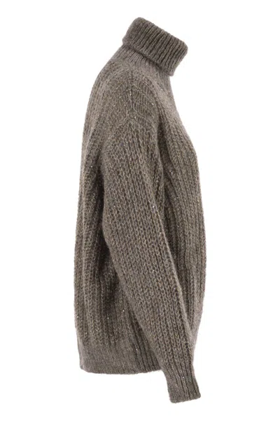 Herno Women Wool And Alpaca Turtleneck Jumper In Brown