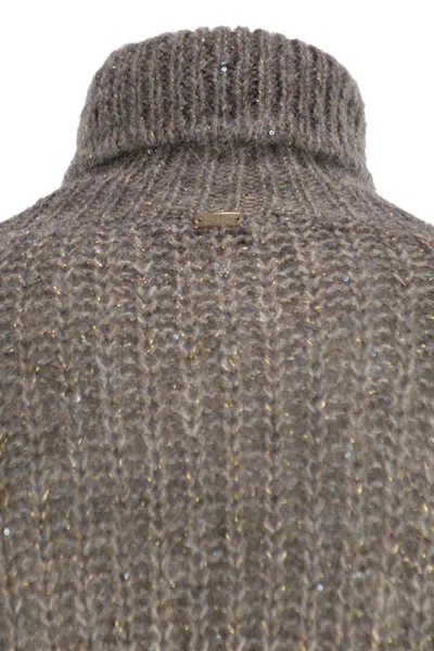 Herno Women Wool And Alpaca Turtleneck Jumper In Brown