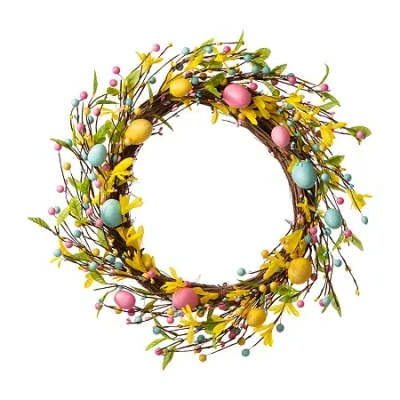 Glitzhome 22"d Easter Egg Wreath In Multi