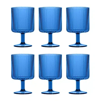Tarhong Mesa Stacking Wine Goblet Set Of 6 In Blue