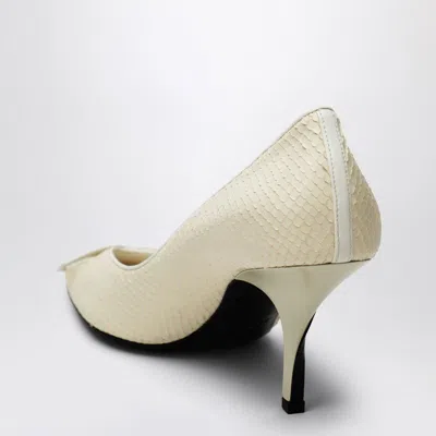 Jacquemus Tourni 80 Python-embossed Leather Pumps In White
