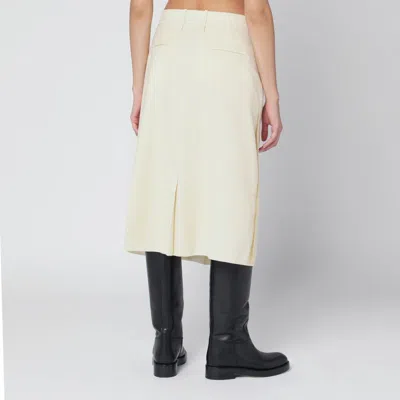 Jil Sander High Waisted Wool Skirt Featuring Slits In White