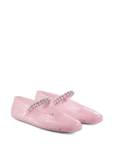 Jimmy Choo The Jelly Glitter Crystal-strap Ballerina Flats In Pink