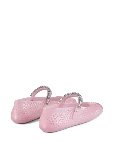 Jimmy Choo The Jelly Glitter Crystal-strap Ballerina Flats In Pink