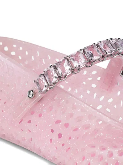 Jimmy Choo The Jelly Glitter Crystal-strap Ballerina Flats In Pink