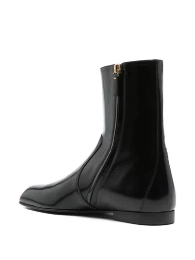 Khaite Glossy Enameled Leather Boot In Black