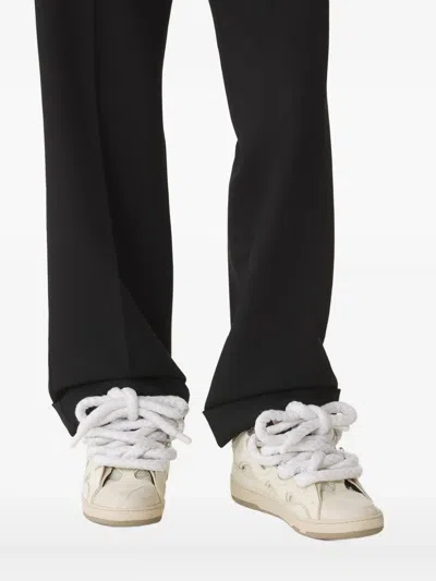 Lanvin Curb Sneakers In Leather With Snake Laces In Neutral