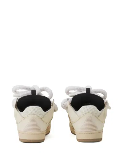 Lanvin Curb Sneakers In Leather With Snake Laces In Neutral