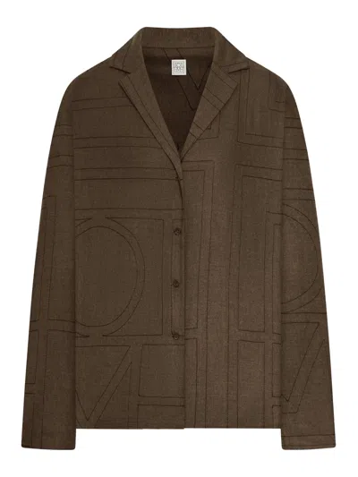 Totême Monogram Flannel Shirt In Brown